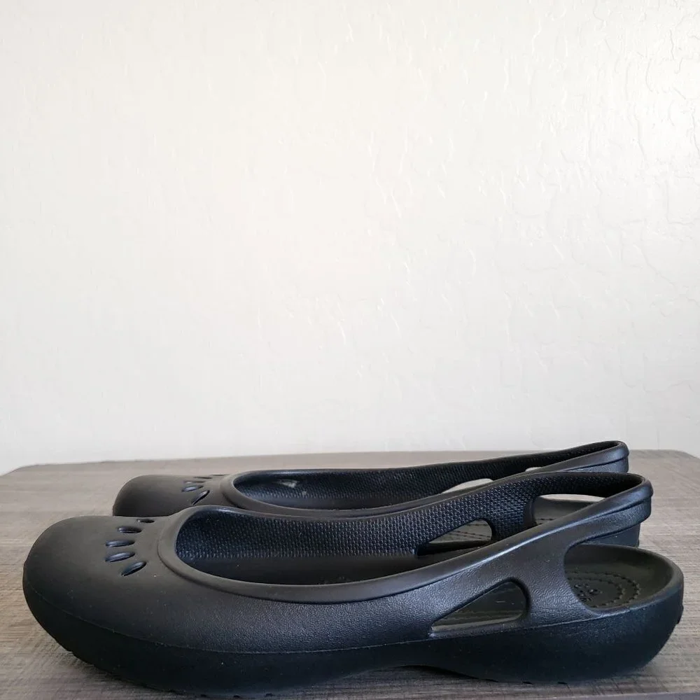 Crocs Kadee Slingback Slip-On Ballet Flats Shoes Cutouts Black Size Women's 8